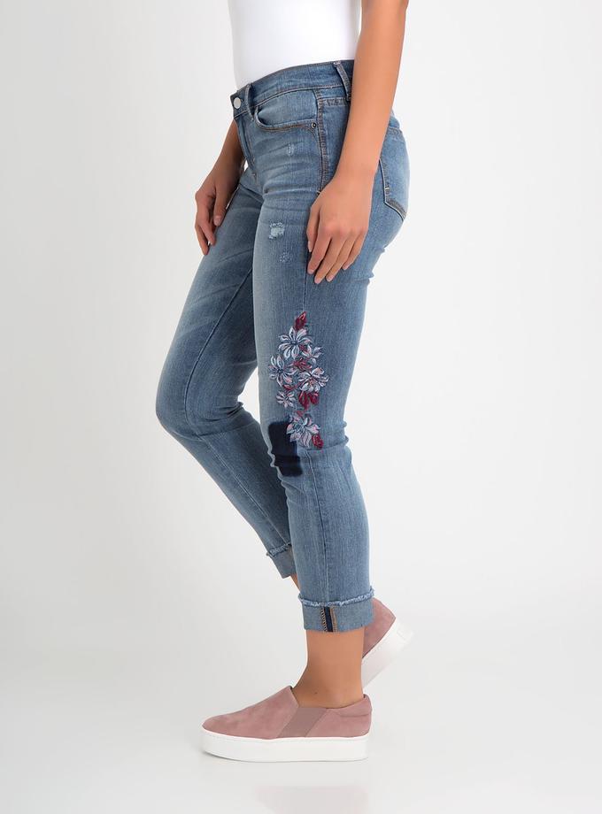 USPA STRETCH RELAXED CROP FIT EMBROIDERED PATCH JEAN Same Day Delivery