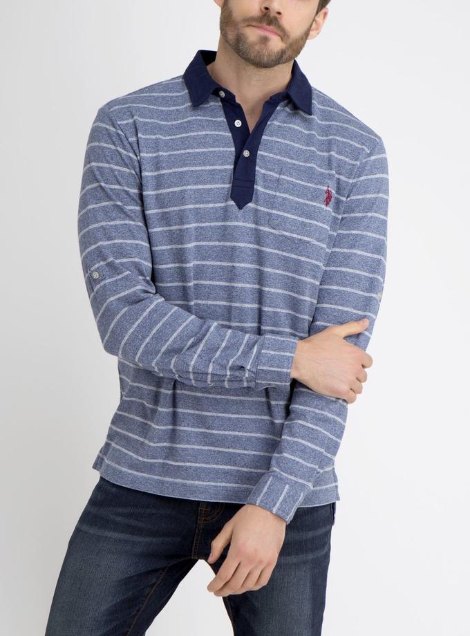 USPA STRIPE COLLARED SHIRT WITH ROLL UP SLEEVES Best Price