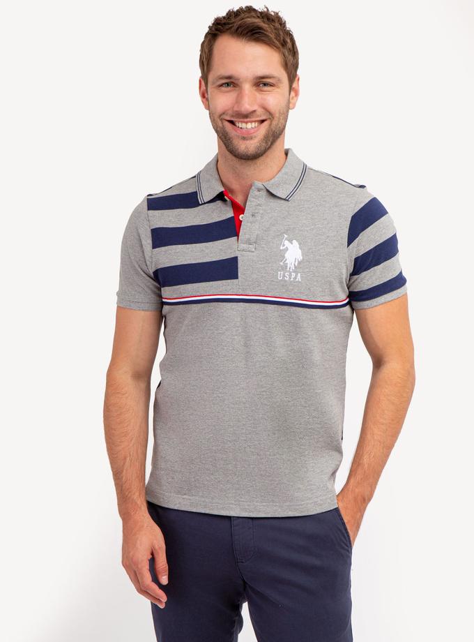 USPA STRIPE COLORBLOCK PIQUE POLO SHIRT Same Day Delivery