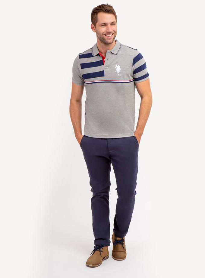 USPA STRIPE COLORBLOCK PIQUE POLO SHIRT Same Day Delivery