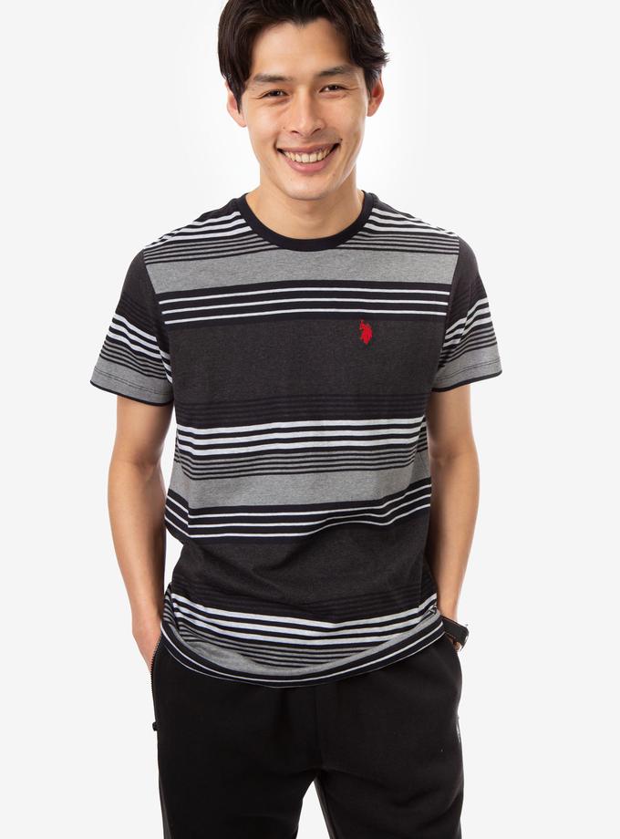 USPA STRIPE HEATHER CREW NECK T-SHIRT On Sale