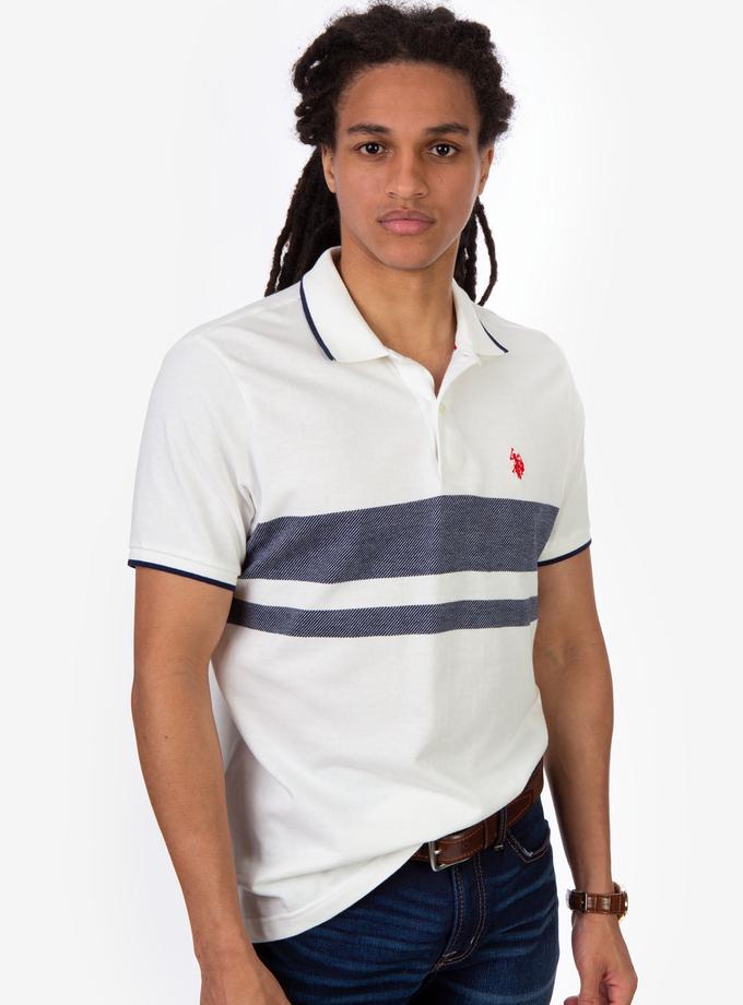 USPA STRIPE JACQUARD PIQUE POLO SHIRT Best Seller