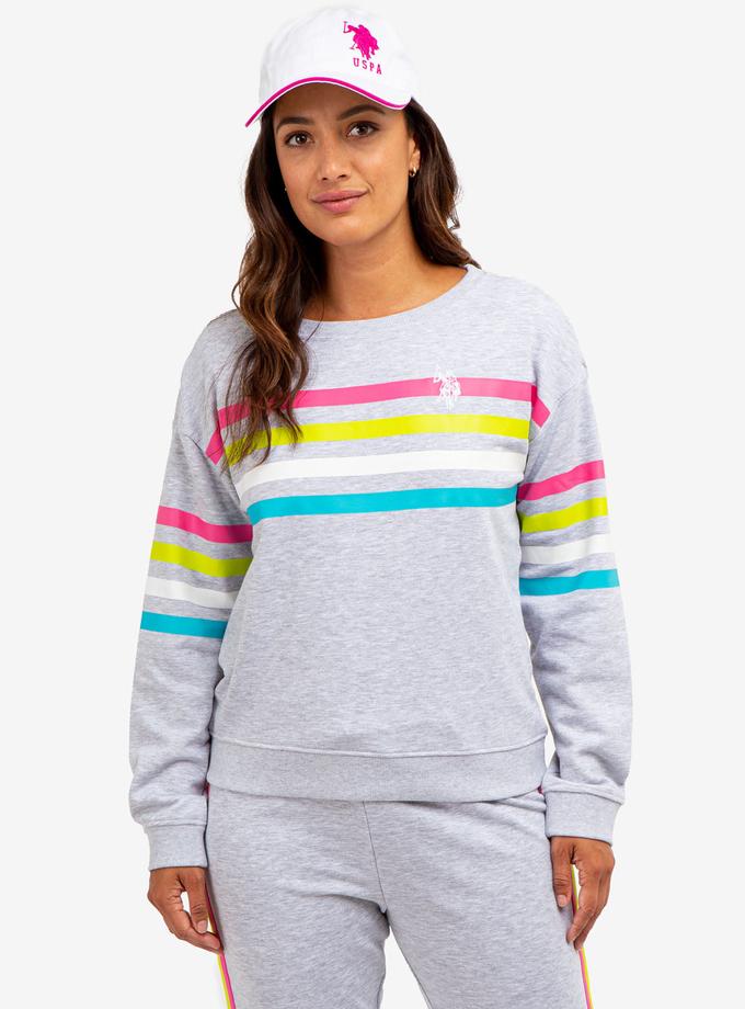 USPA STRIPE LOGO CREW NECK SWEATSHIRT For Sale