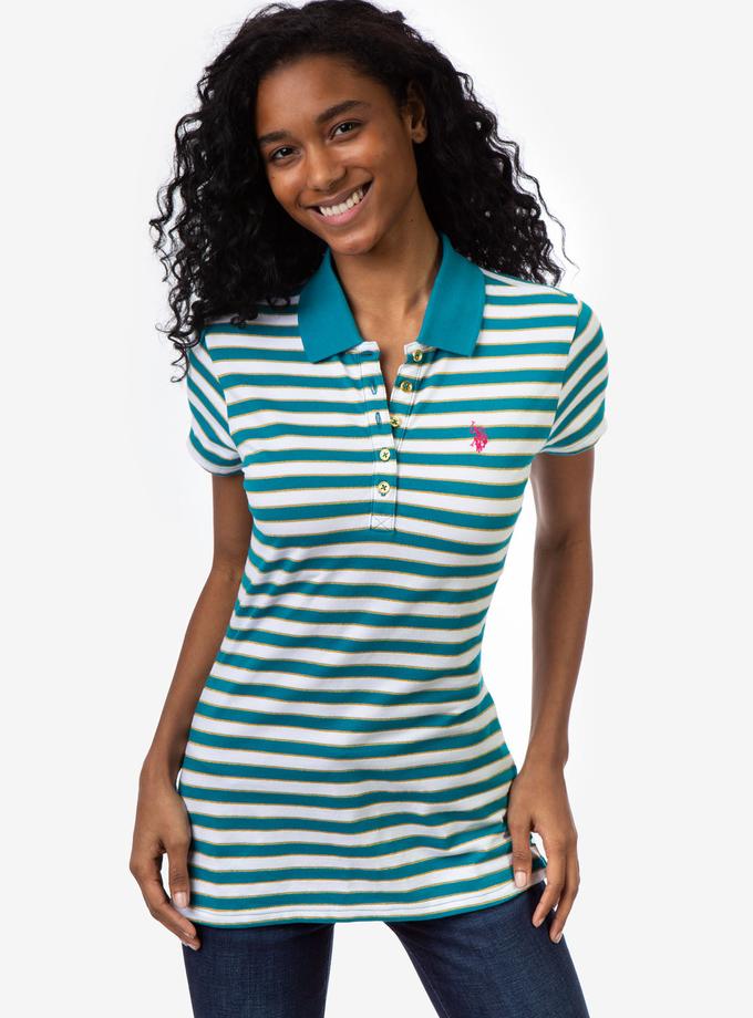 USPA STRIPE LUREX POLO SHIRT New Arrival