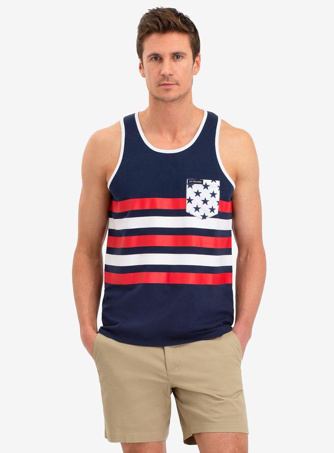 USPA STRIPE PATCH POCKET TANK On Sale