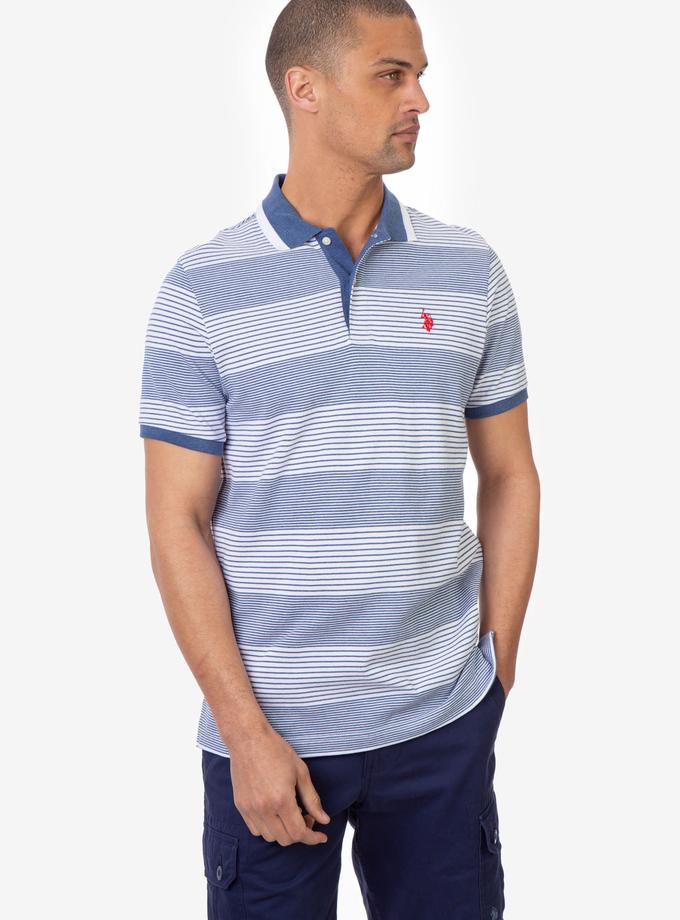 USPA STRIPE PIQUE POLO SHIRT Free shipping