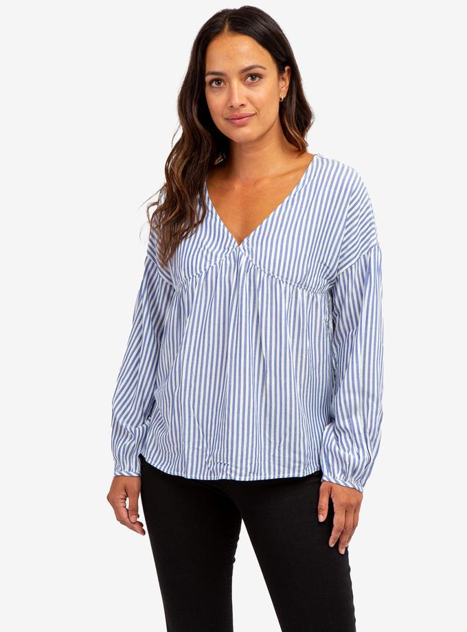 USPA STRIPE POETIC V-NECK TOP On Sale