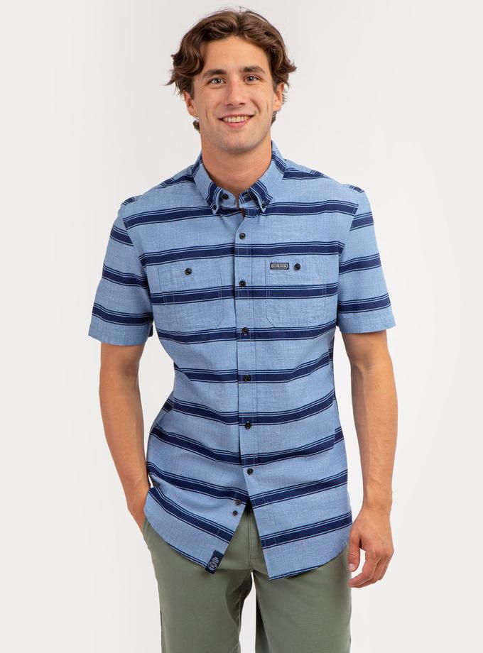 USPA STRIPE PRINT DOUBLE CHEST POCKET SHORT SLEEVE SHIRT Best Seller