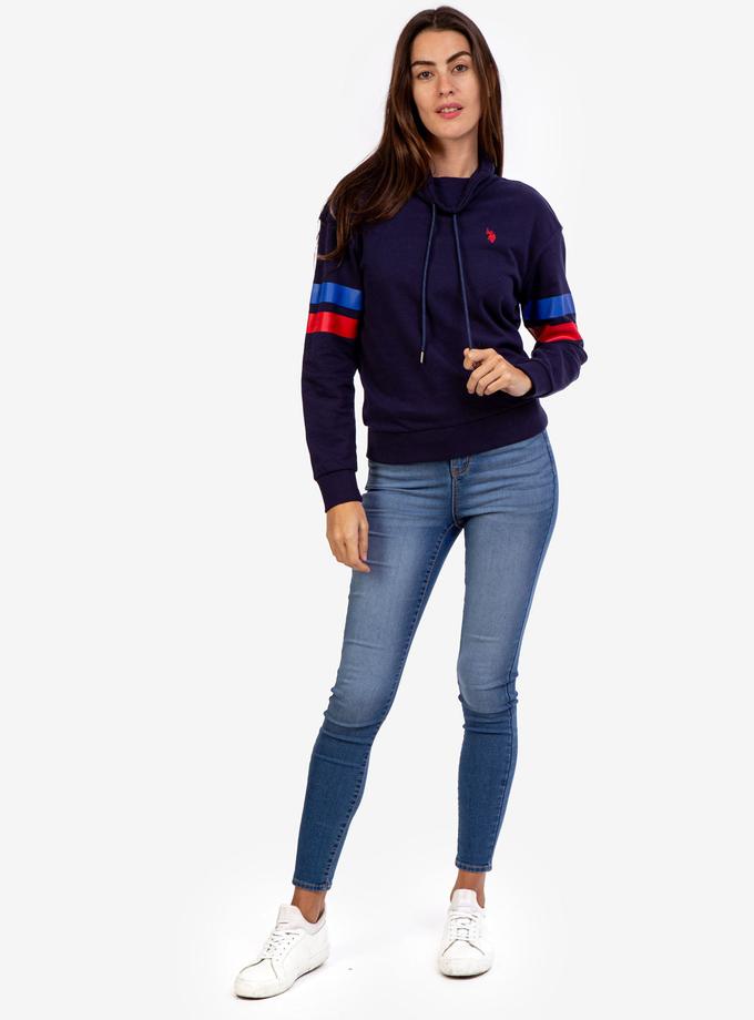 USPA STRIPE SLEEVE COWL NECK SWEATSHIRT New Arrival