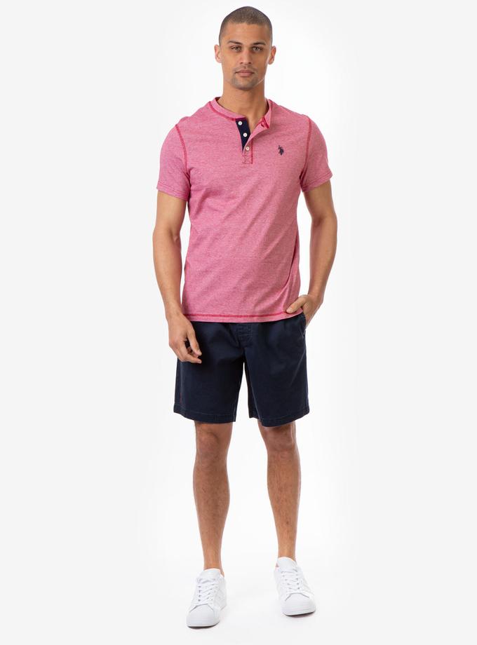 USPA STRIPE SLUB SHORT SLEEVE JERSEY HENLEY Best Seller