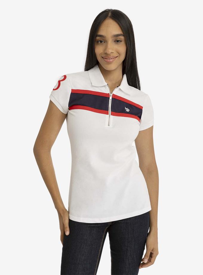 USPA STRIPE ZIP UP POLO SHIRT On Sale