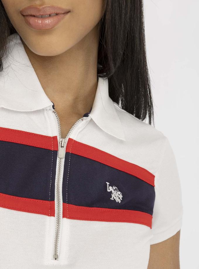 USPA STRIPE ZIP UP POLO SHIRT On Sale