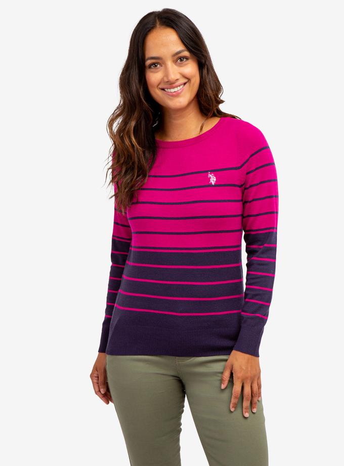 USPA STRIPED BOAT NECK SWEATER On Sale