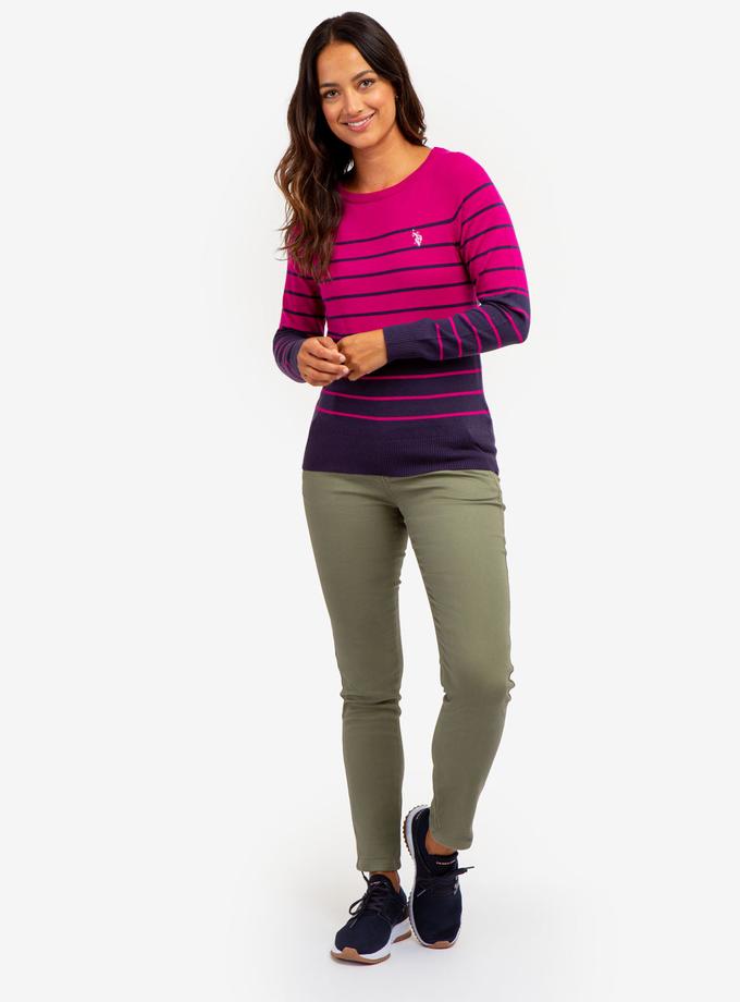 USPA STRIPED BOAT NECK SWEATER On Sale