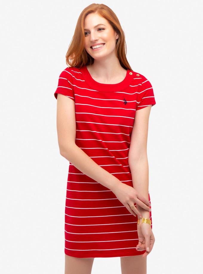 USPA STRIPED BUTTON SHOULDER DRESS Best Buy