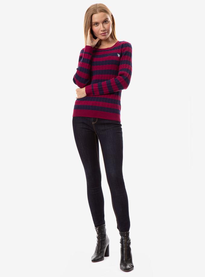 USPA STRIPED CABLE KNIT SWEATER New Arrival