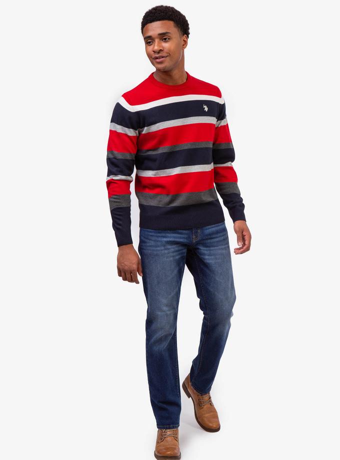 USPA STRIPED CREW NECK SWEATER Best Buy