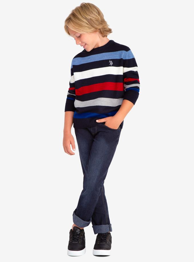 USPA STRIPED CREW NECK SWEATER Best Price