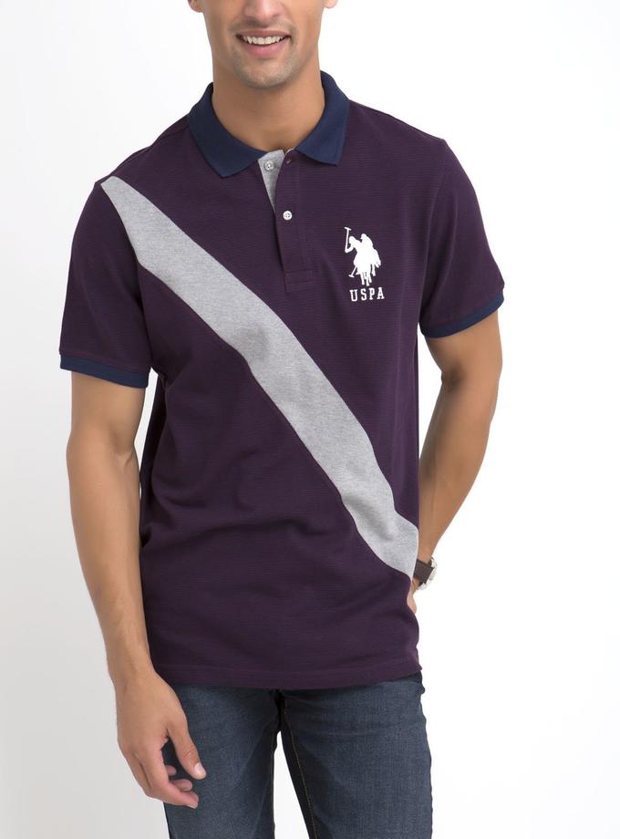 USPA STRIPED & DIAGONAL POLO SHIRT On Sale