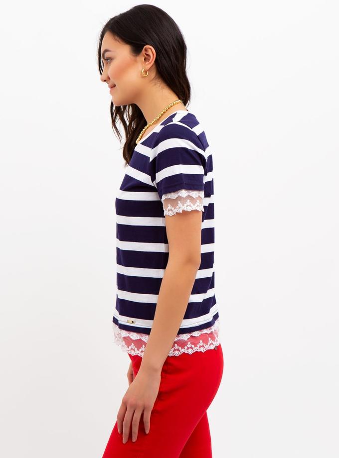 USPA STRIPED LACE TRIM TOP On Sale