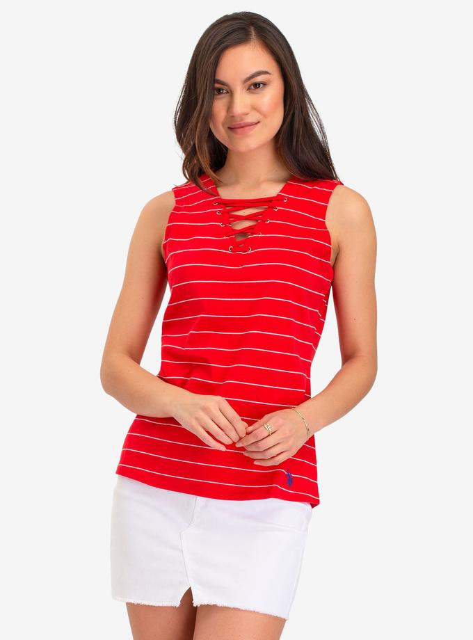 USPA STRIPED LACE UP TOP Best Price