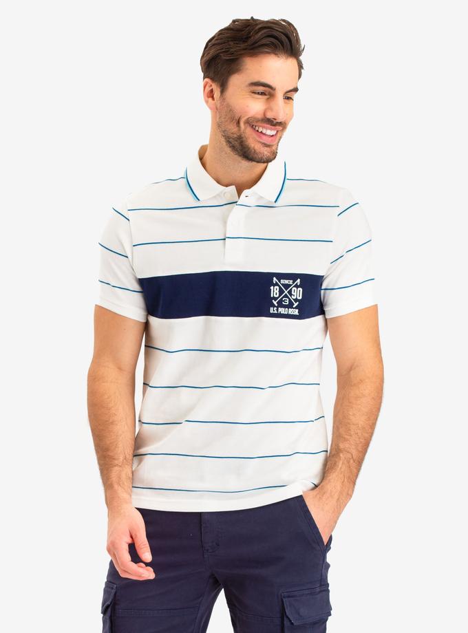 USPA STRIPED LOGO POLO SHIRT Free shipping