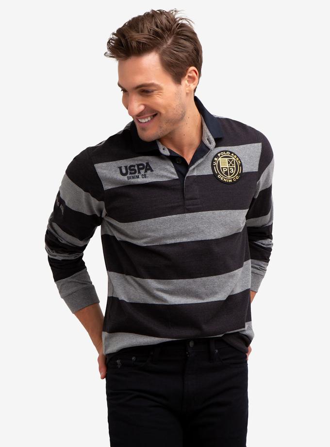 USPA STRIPED LONG SLEEVE POLO SHIRT For Sale