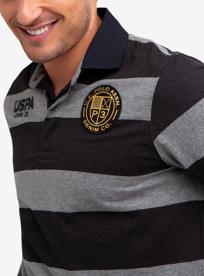 USPA STRIPED LONG SLEEVE POLO SHIRT For Sale