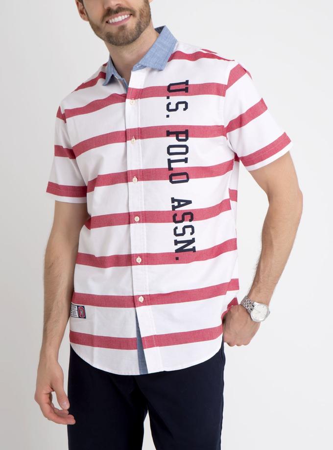 USPA STRIPED OXFORD SHIRT WITH CONTRAST COLLAR Free shipping