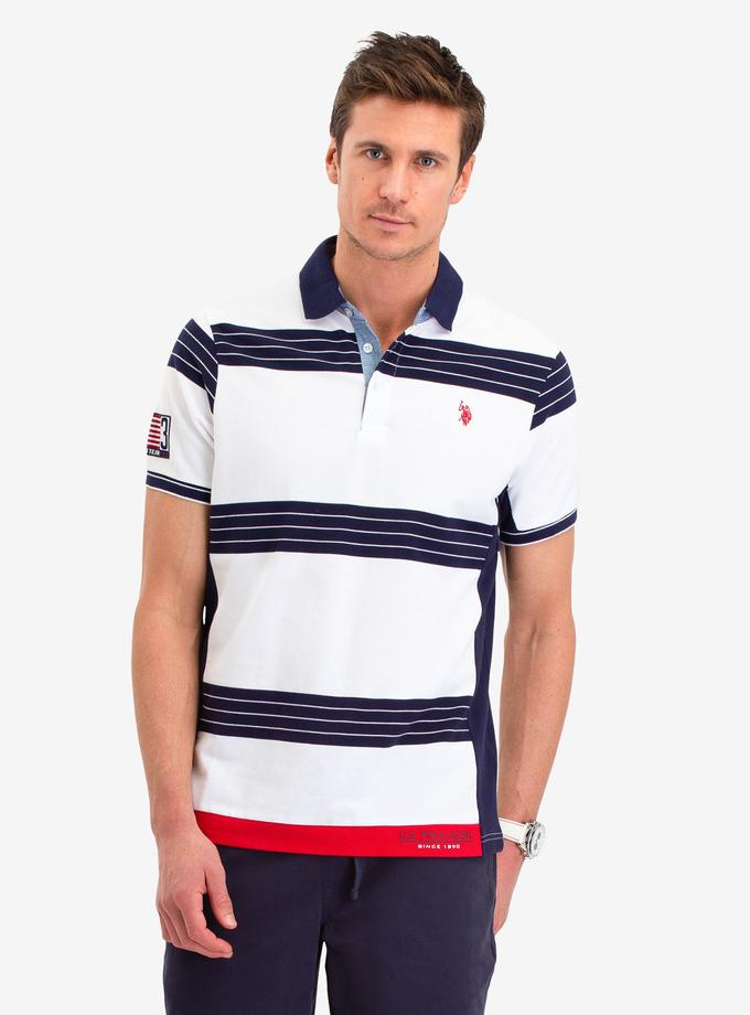 USPA STRIPED PIQUE POLO SHIRT High Quality