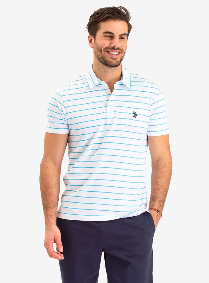 USPA STRIPED POCKET POLO SHIRT On Sale