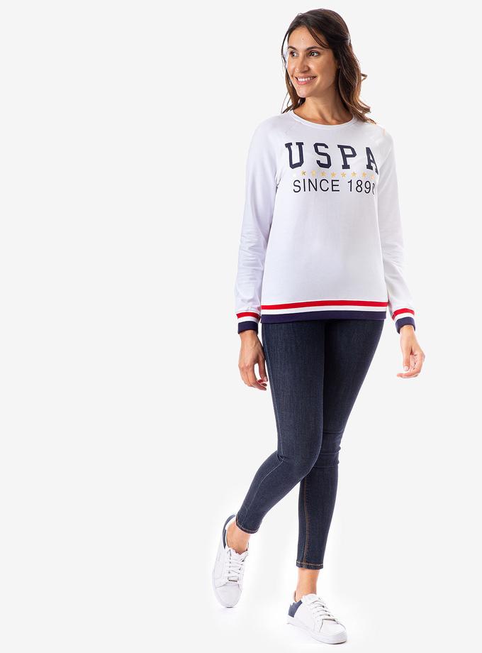 USPA STRIPED RIB CREW NECK SWEATSHIRT On Sale