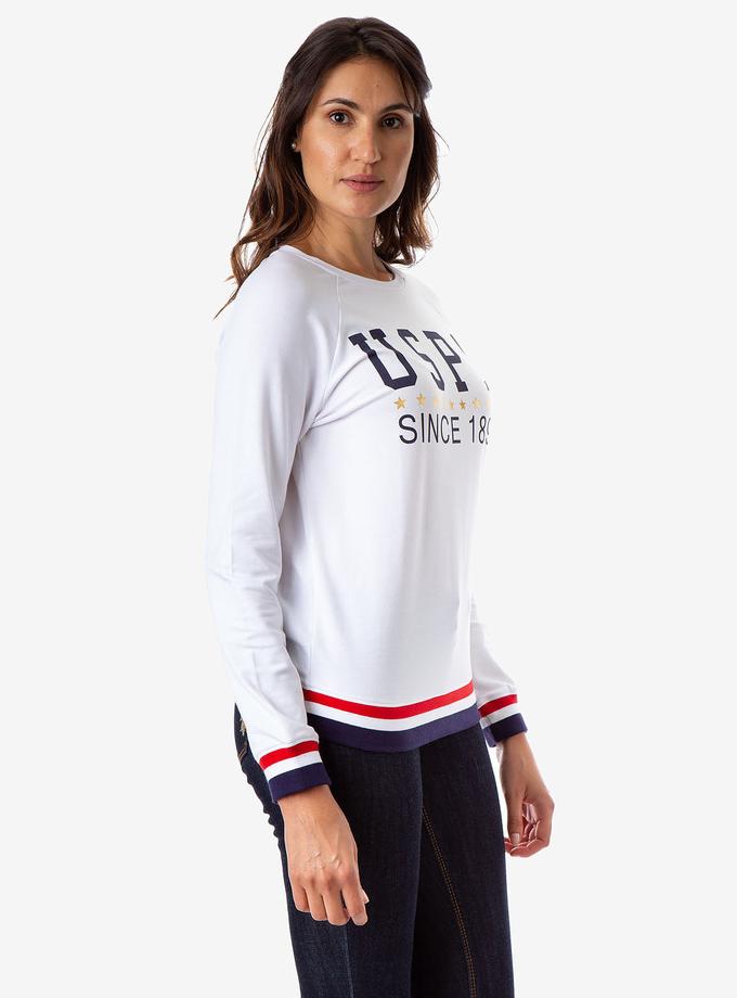 USPA STRIPED RIB CREW NECK SWEATSHIRT On Sale