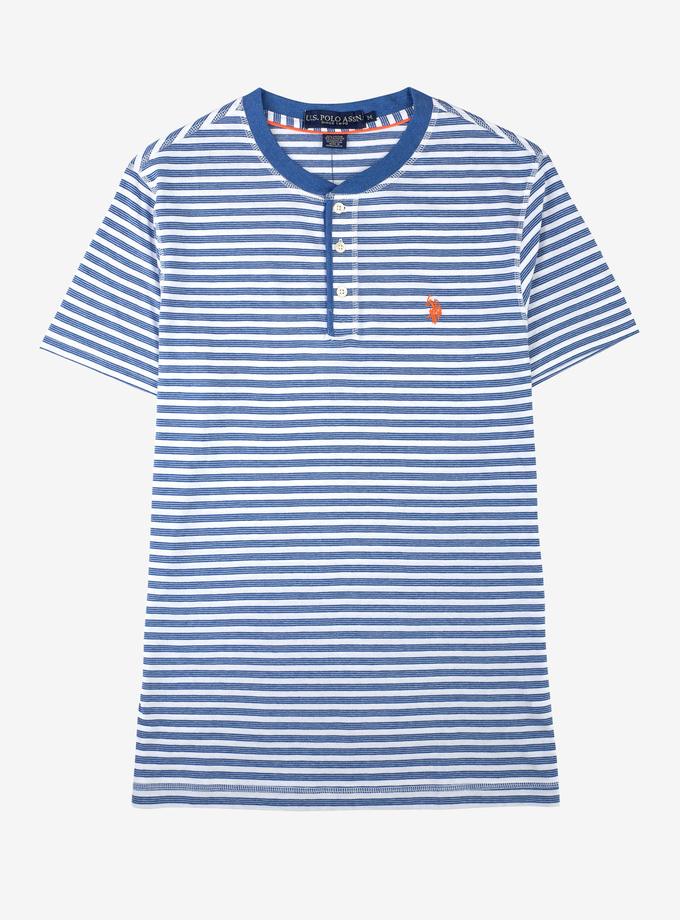 USPA STRIPED SHORT SLEEVE HENLEY Best Price