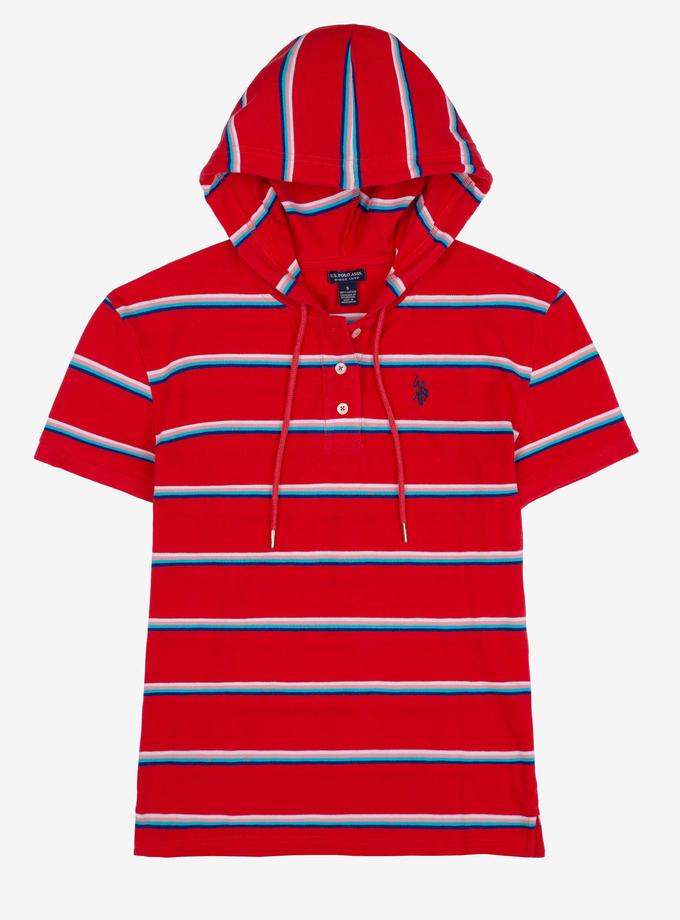 USPA STRIPED SHORT SLEEVE HOODIE New Arrival