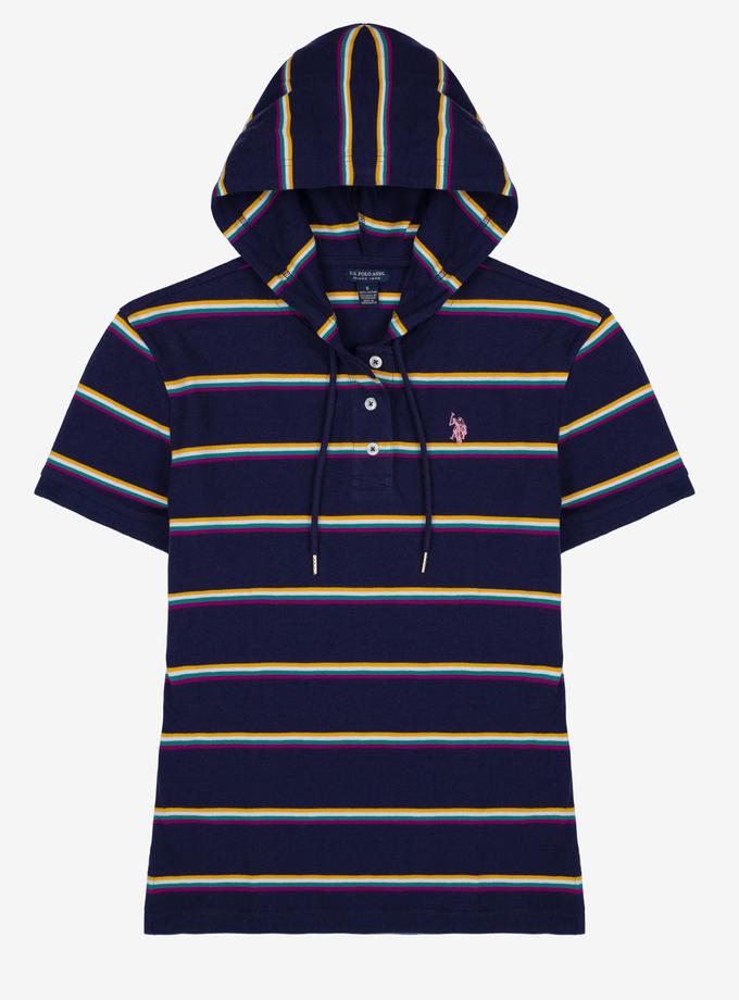 USPA STRIPED SHORT SLEEVE HOODIE New Arrival