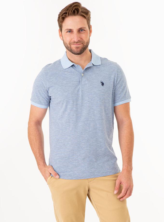 USPA STRIPED SLUB JERSEY POLO SHIRT On Sale