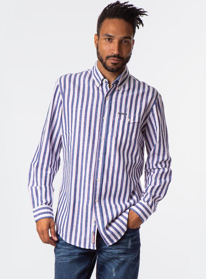 USPA STRIPED TEXTURED POPLIN LONG SLEEVE SHIRT Same Day Delivery