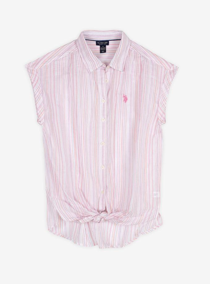 USPA STRIPED TIE FRONT POPLIN SHIRT Free shipping