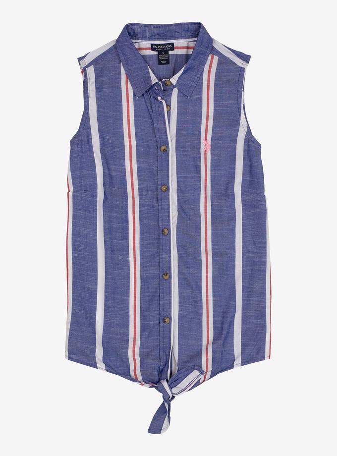 USPA STRIPED TIE FRONT SHIRT On Sale