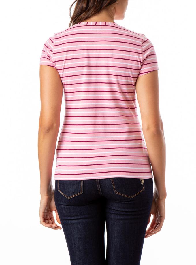 USPA STRIPED YARN DYE V-NECK T-SHIRT Free shipping