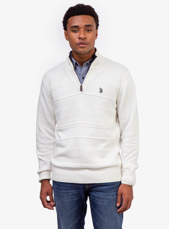 USPA TEXTURED 1/4 ZIP MICROSHERPA SWEATER Best Seller