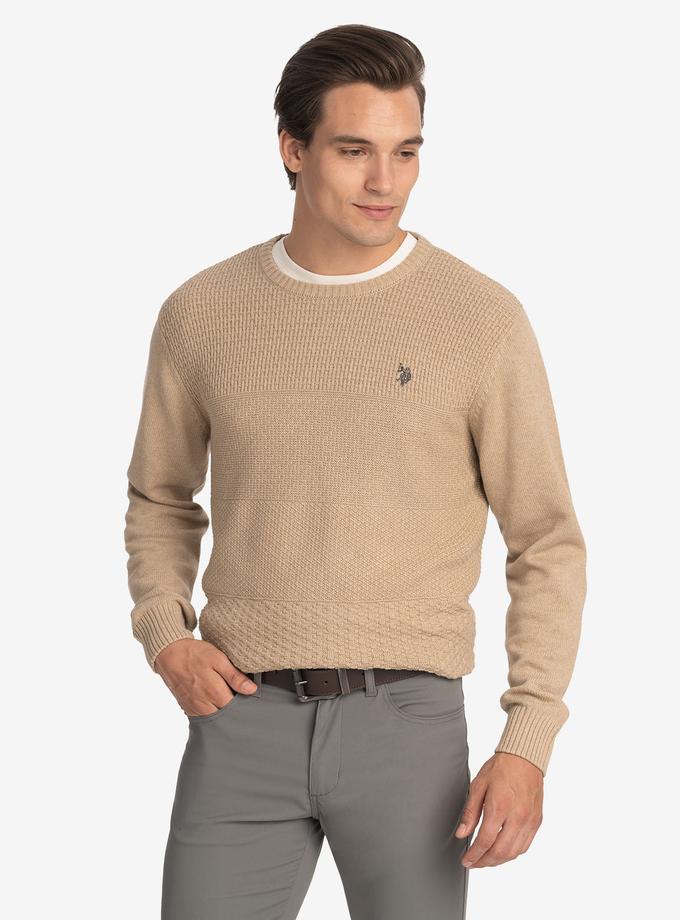 USPA TEXTURED CREW NECK SWEATER Free shipping