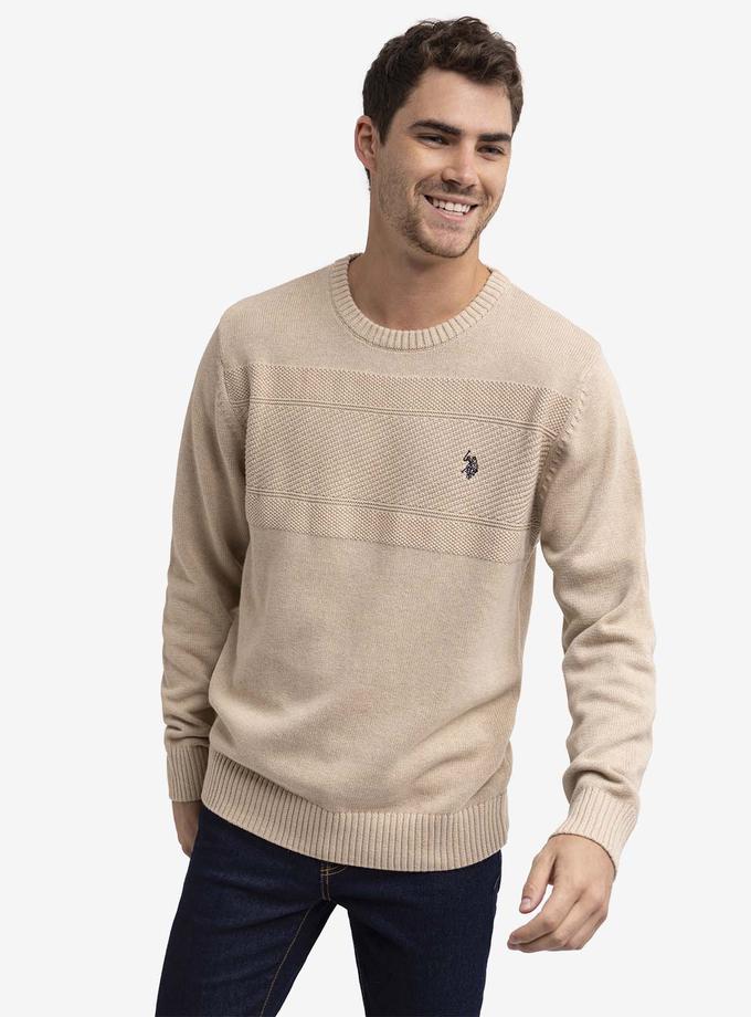 USPA TEXTURED CREW NECK SWEATER On Sale