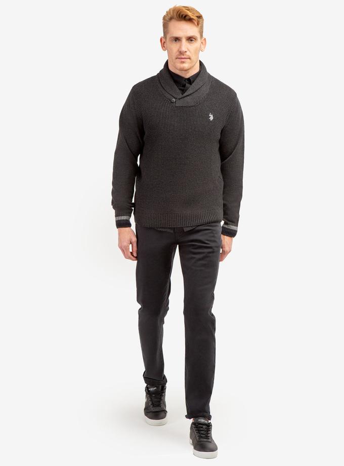 USPA TEXTURED FRONT SHAWL COLLAR SWEATER New Arrival