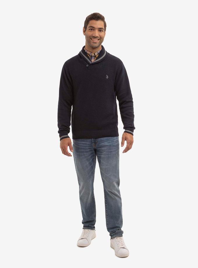 USPA TEXTURED SHAWL COLLAR SWEATER Best Seller