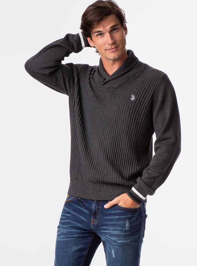 USPA TEXTURED SHAWL PULLOVER SWEATER For Sale