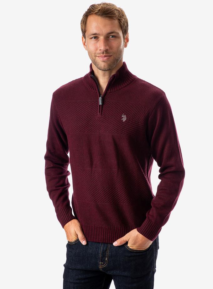 USPA TEXTURED STRIPE 1/4 ZIP SWEATER Best Price