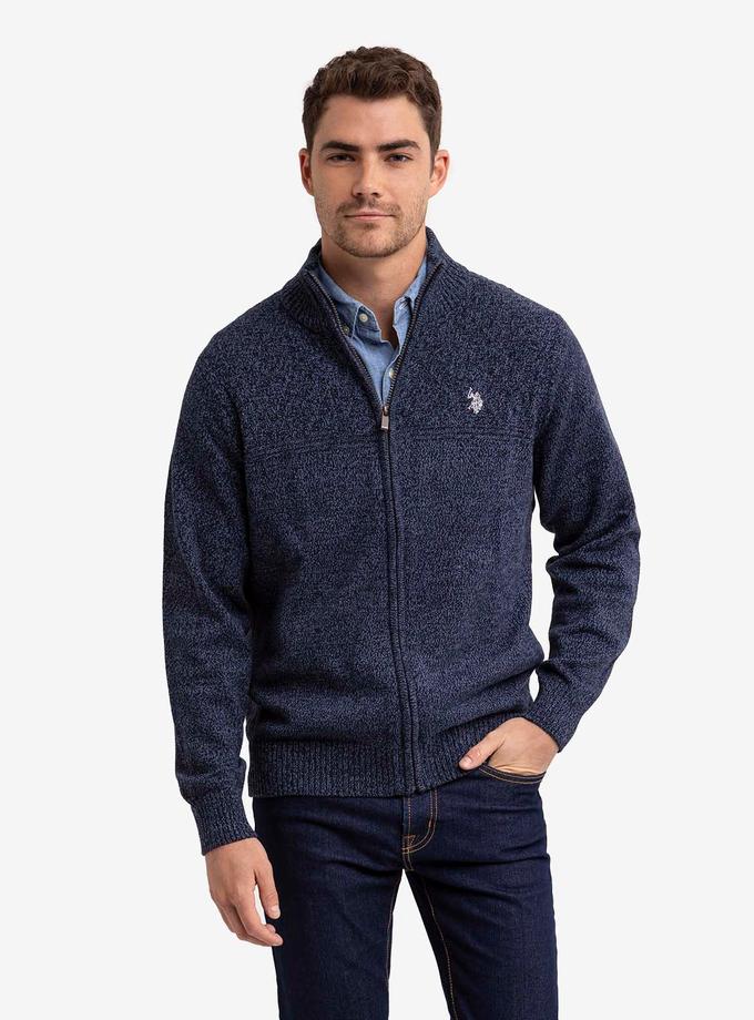 USPA TEXTURED YOKE FULL ZIP SWEATER Free shipping