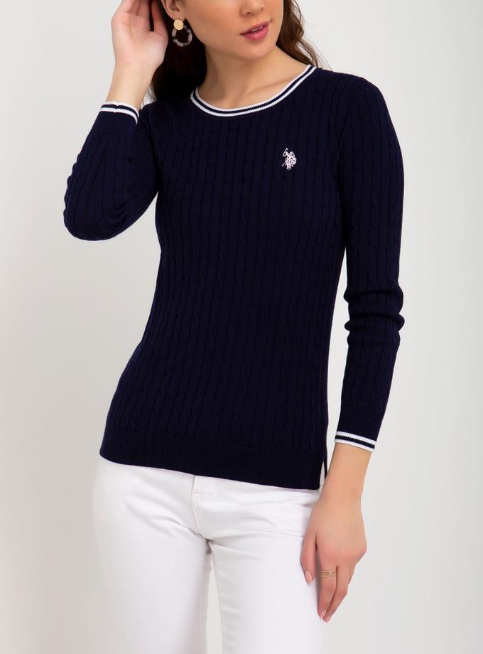 USPA TIPPED CABLE CREW NECK SWEATER On Sale